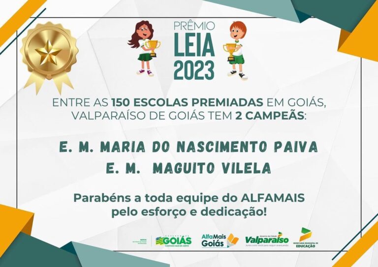 Escolas de Valparaíso se destacam no cenário educacional goiano: Prêmio Leia 2023 reconhece excelência em alfabetização