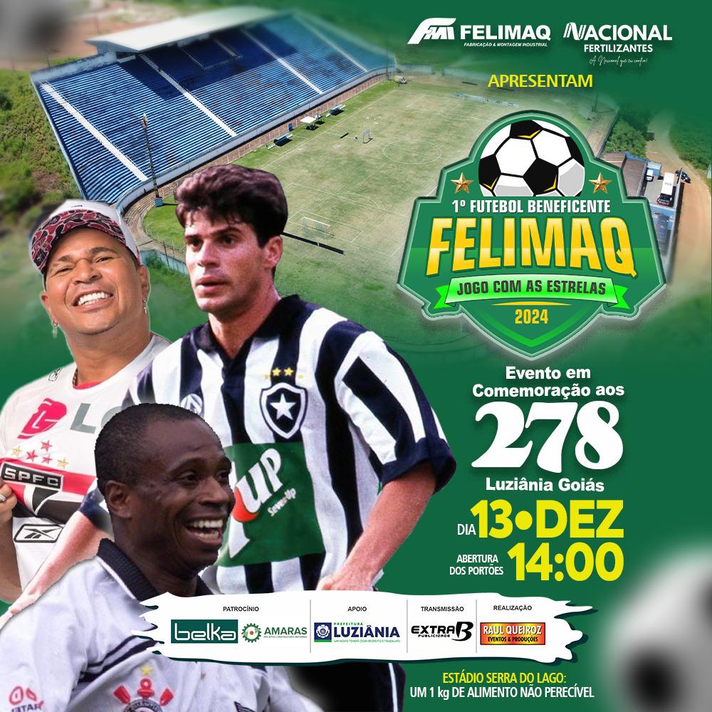 No momento, você está visualizando 1º Futebol Beneficente FELIMAQ reúne estrelas do futebol em Luziânia