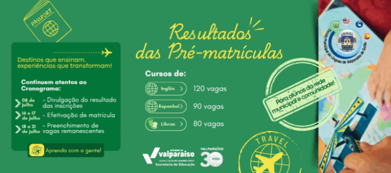 Leia mais sobre o artigo Escola de Línguas de Valparaíso divulga lista de pré-matrícula; matrículas em 16 e 17 de julho