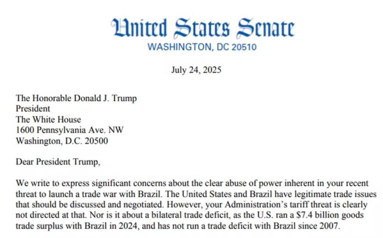 Leia mais sobre o artigo Democratas acusam Trump de ‘abuso de poder’ ao ameaçar tarifas ao Brasil