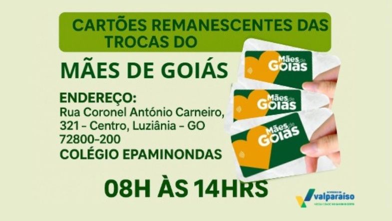 No momento, você está visualizando Cartões remanescentes do Programa Mães de Goiás disponíveis para retirada em Luziânia
