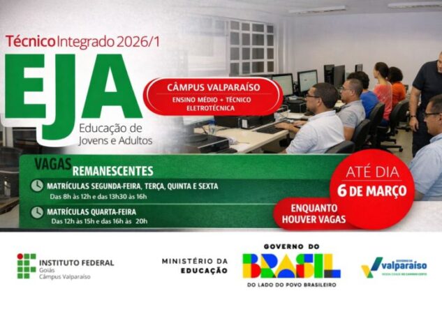 IFG Valparaíso abre matrículas para curso técnico integrado em Eletrotécnica na modalidade EJA