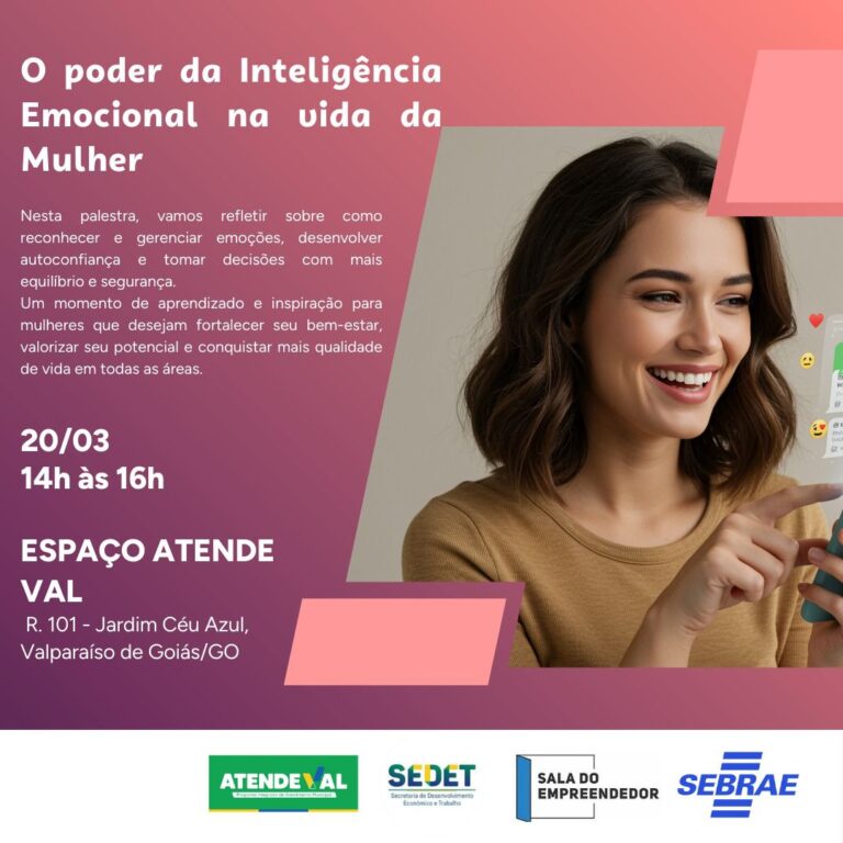 Leia mais sobre o artigo SEBRAE PROMOVE PALESTRA SOBRE O PODER DA INTELIGÊNCIA EMOCIONAL NA VIDA DA MULHER EM VALPARAÍSO