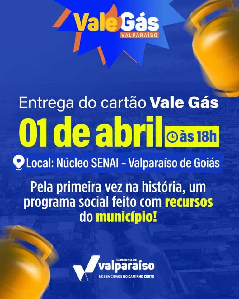 Leia mais sobre o artigo VALPARAÍSO REALIZA ENTREGA DOS CARTÕES DO VALE GÁS NESTA QUARTA‑FEIRA (01)