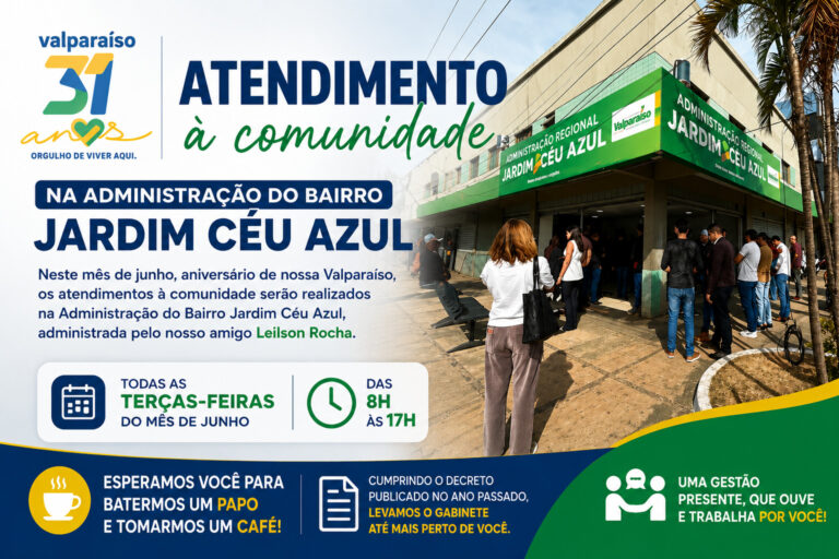 Leia mais sobre o artigo PREFEITO REALIZA ATENDIMENTOS À COMUNIDADE NO JARDIM CÉU AZUL DURANTE O MÊS DE ANIVERSÁRIO DE VALPARAÍSO