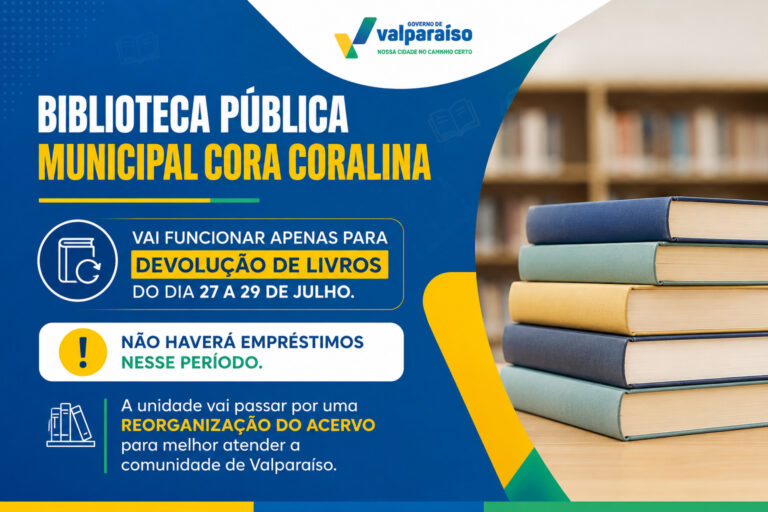 Leia mais sobre o artigo BIBLIOTECA PÚBLICA CORA CORALINA TERÁ ATENDIMENTO TEMPORARIAMENTE RESTRITO PARA REORGANIZAÇÃO DO ACERVO