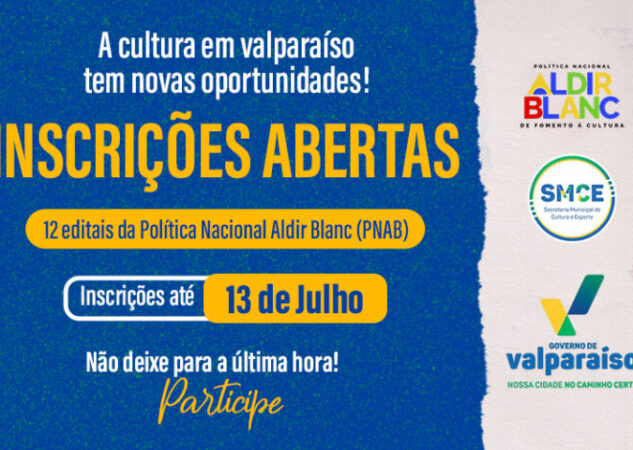 CULTURA ABRE INSCRIÇÕES PARA 12 EDITAIS DA PNAB EM VALPARAÍSO DE GOIÁS