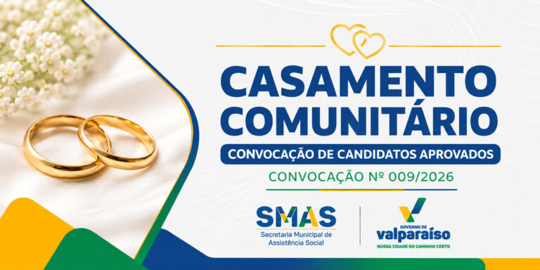Leia mais sobre o artigo CASAMENTO COMUNITÁRIO: ASSISTÊNCIA SOCIAL CONVOCA CANDIDATOS APROVADOS PARA INÍCIO DOS PROCEDIMENTOS CARTORÁRIOS