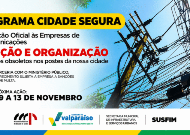 Valparaíso convoca operadoras para retirada de fios inutilizados nos postes
