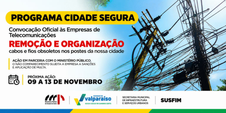 Leia mais sobre o artigo Valparaíso convoca operadoras para retirada de fios inutilizados nos postes